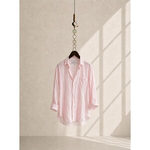 Frank & Eileen The Eileen XS Pink White Stripe Linen Oversized Button Up Italy